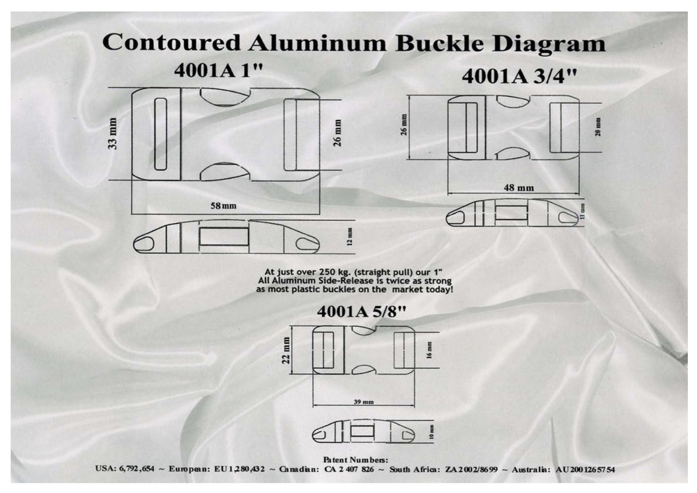 5/8 Inch Contoured Aluminum Side Release Buckles